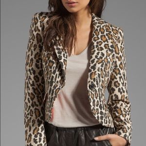 Alice & Olivia Frankie Leather Elbow blazer in SM